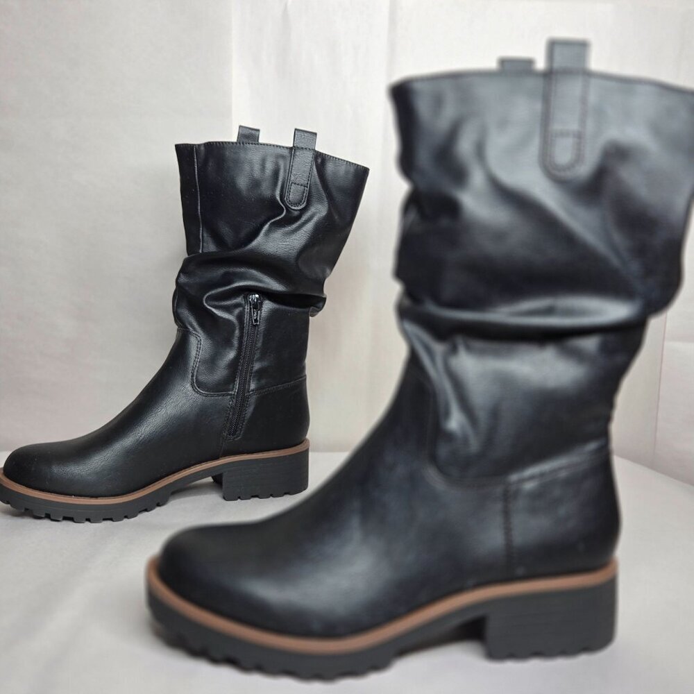 Sun + Stone Women's Nelliee Lug Sole Slouch Black Boots